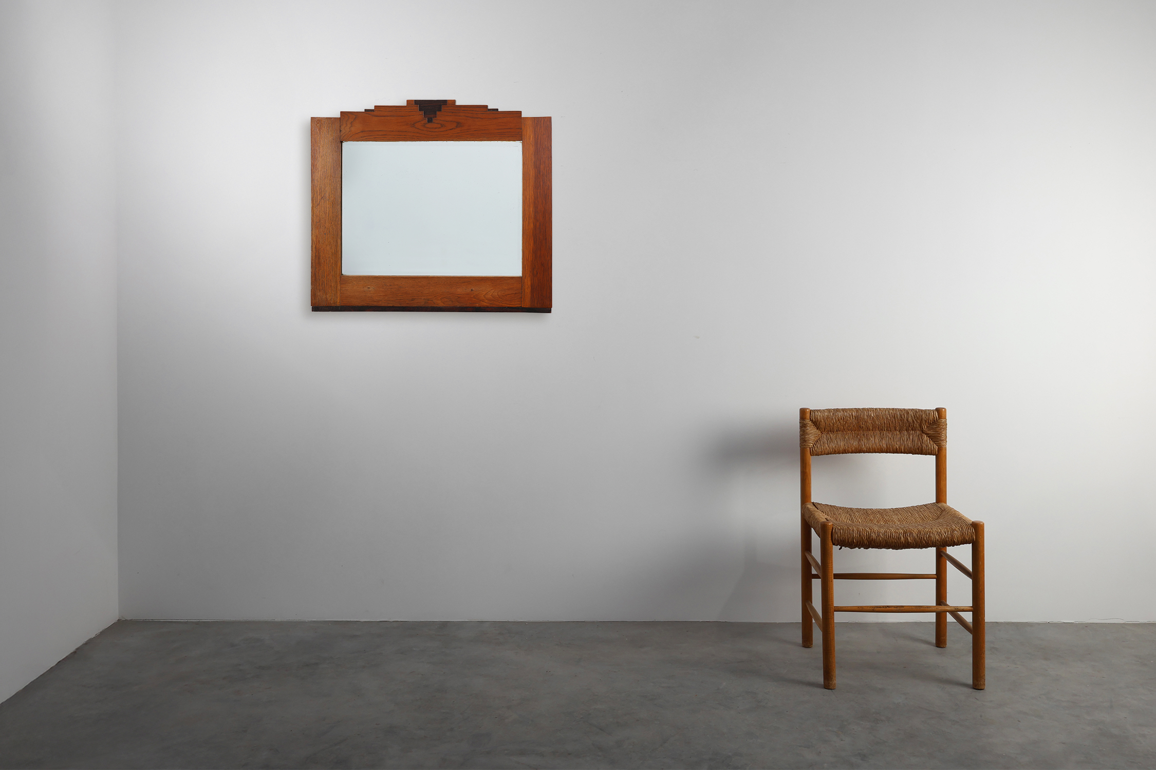 Amsterdam School style solid Oak Mirror, The Netherlands ca. 1915thumbnail
